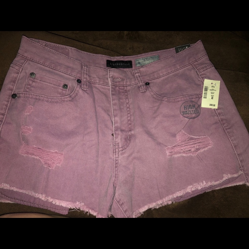 Aeropostale purple high rise jean shorts.